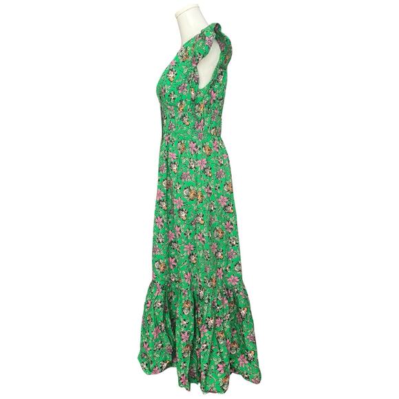 DEREK LAM 10 CROSBY Greta Floral Flutter Sleeve Midi Dress In Green Size 4 - Picture 6 of 14